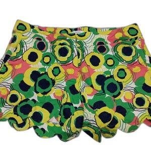 Crown & Ivy Colorful Floral Scalloped Shorts